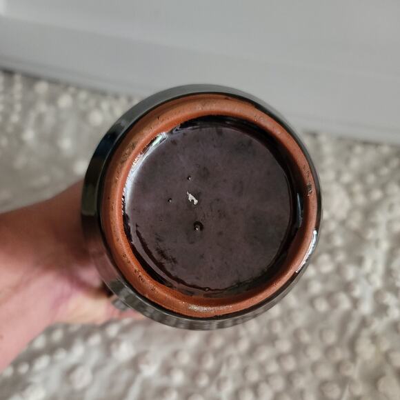 Vintage Chocolate Brown Hand Painted Moriage 7 inch Tall Redware Pitcher - Picture 4 of 5